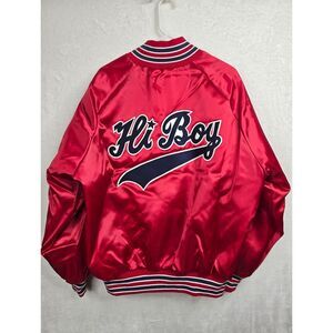 VTG West Ark Hi Boy Satin Nylon Bomber Jacket USA XL Red Varsity 80s 90s Unisex